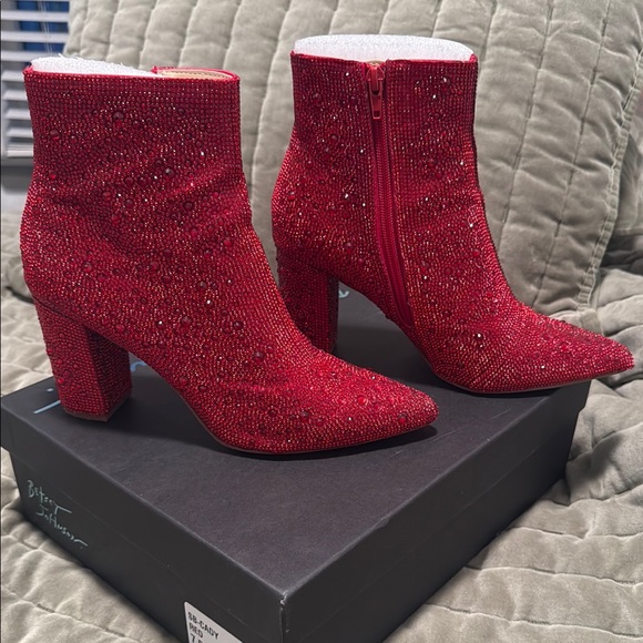 Blue by Betsey Johnson Cady Red Rhinestone Boots - Picture 5 of 8